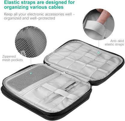Electronic Accessories Organizer Bag, Universal Travel Bag for USB Cable, SD Card, Charger, Hard Disk (Black), Black, Modern