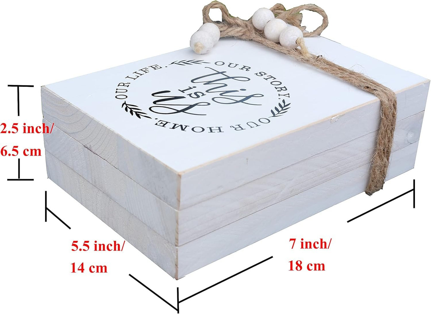 LIVDUCOT Wood Decorative Books Stack Rustic Home Decor Stack White Wooden Books for Modern Home Decor,Shelf,Mantle or Tray This is Us Our Life Our Story Our Home 7X 5.5X 2.5'