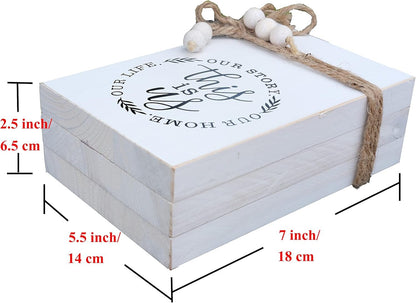 LIVDUCOT Wood Decorative Books Stack Rustic Home Decor Stack White Wooden Books for Modern Home Decor,Shelf,Mantle or Tray This is Us Our Life Our Story Our Home 7X 5.5X 2.5'