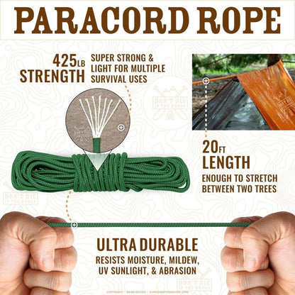 World's Toughest Ultralight Survival Tent • 2 Person Mylar Emergency Shelter Tube Tent + Paracord • Year-Round All Weather Protection for Hiking, Camping, & Outdoor Survival Kits (Army Green)