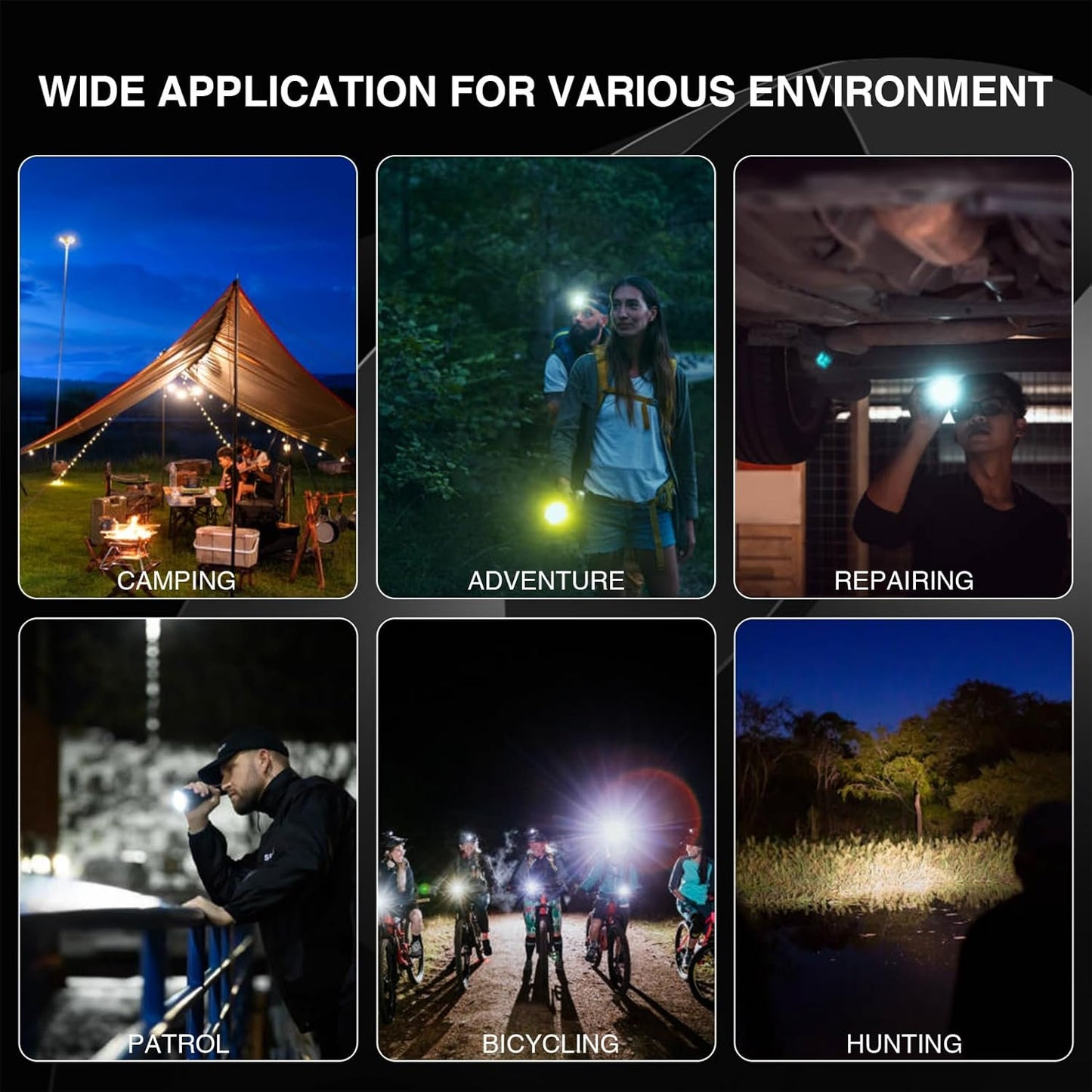 Rupyria LED Rechargeable Flashlights, 10000 Lumen Super Bright Led Flashlights with 5 Light Modes, Waterproof Design, Powerful Handheld Flash Light for Camping, Emergencies, Outdoor, Hiking (Black)