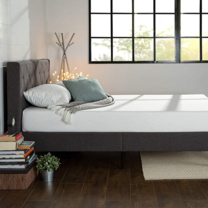Zinus Full Bed Frame - Shalini Upholstered Platform Bed Frame with Full-Sized Headboard - Wood Slat Support, Easy Assembly, No Box Spring Needed, Underbed Storage Space, Dark Grey, Full Size