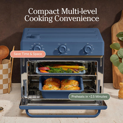 Our Place Wonder Oven Baker’s Kit – 3-Piece Toxin-Free Ceramic Nonstick Bakeware Set (20cm Round, 20cm Square, 6-Cup Muffin Pan) - Oven-Safe up to 232°C - Blue Salt