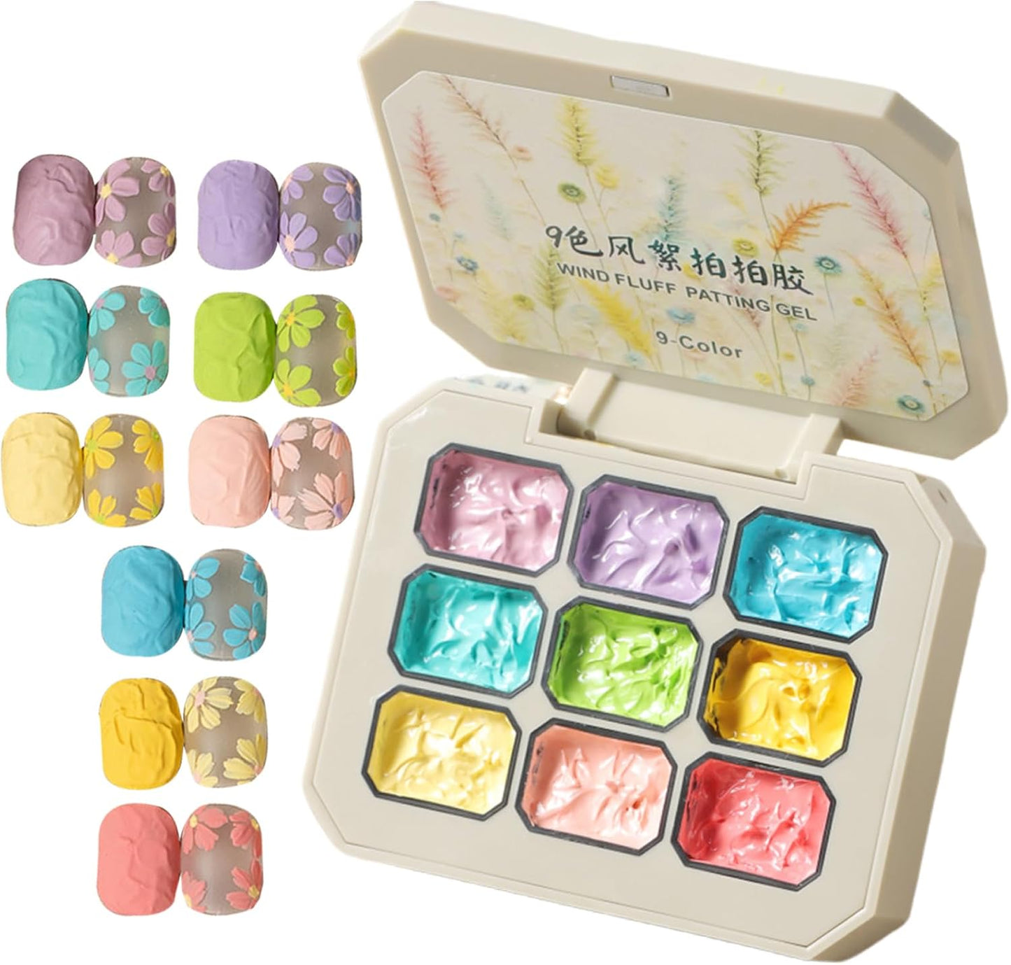 Patting Gel Polish, 9 Colors Sponge Pat Paint, Rainbow Nail Gel Set, Solid Beauty Care Kit, Ideal for DI Y Art, Manicure Practice, Salon Styling, Home Use, Fashion Accessory, 2.5g