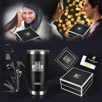 Birthday Gifts for Men-Fathers Day Best Gifts for Dad Retirement Gifts for Men Old Lives Still Matter Gifts for Him Grandpa Uncle Unique Presents Ideas Tumbler Multitool