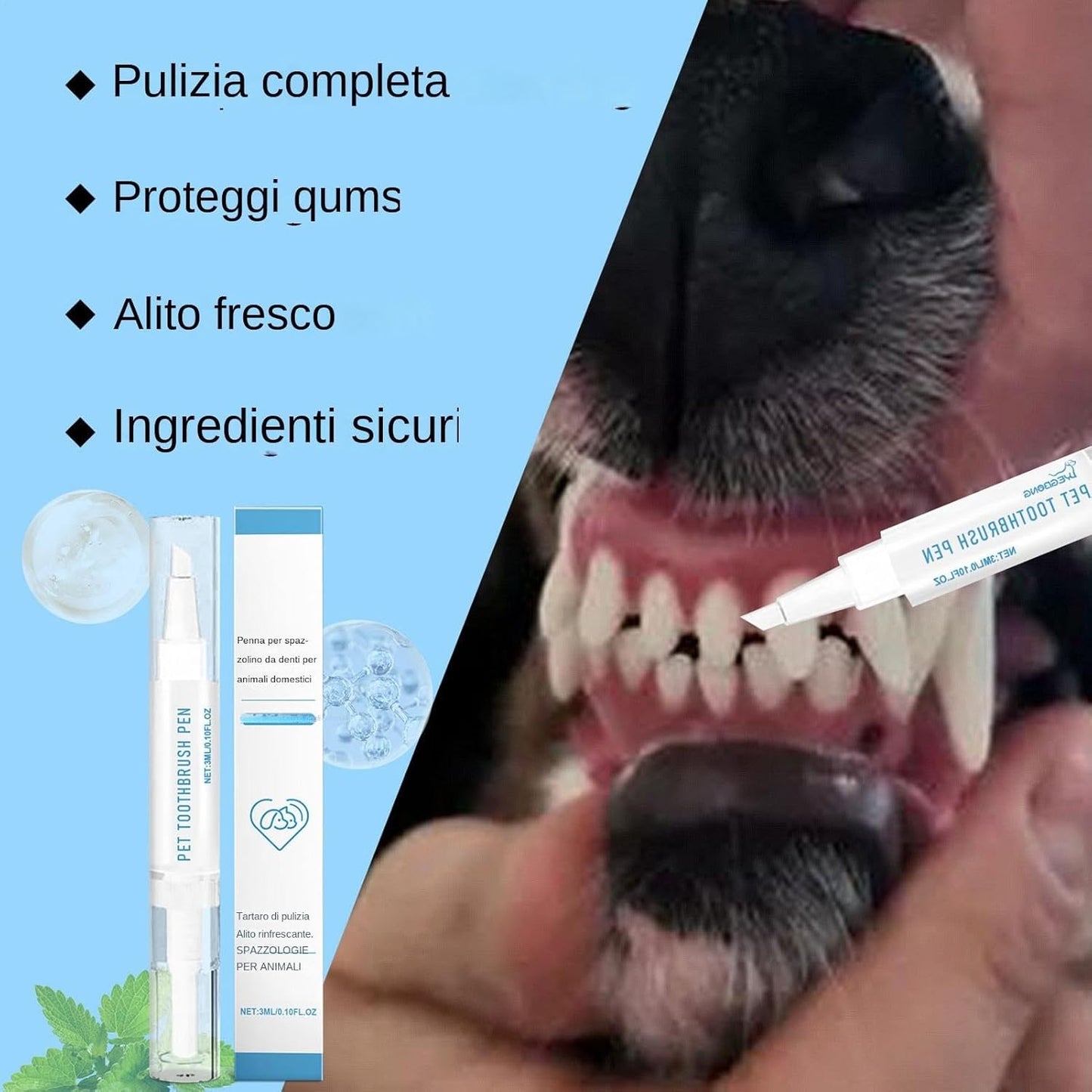 Pet Toothbrush Pen, Gentle Oral Care Tool, Ergonomic Dog & Cat Toothbrush, Soft Bristles on Sensitive Teeth, Compact Design, Ideal for Home or Travel, Perfect for Dogs, Puppies, and Cats