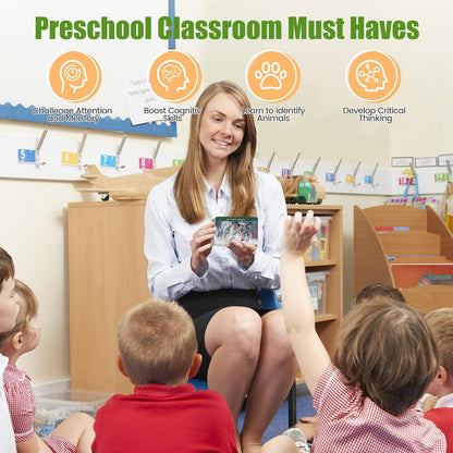 MEROCO Forest Animal Tracks Cards for Kids Animal Flash Cards Match Game Learning Toys