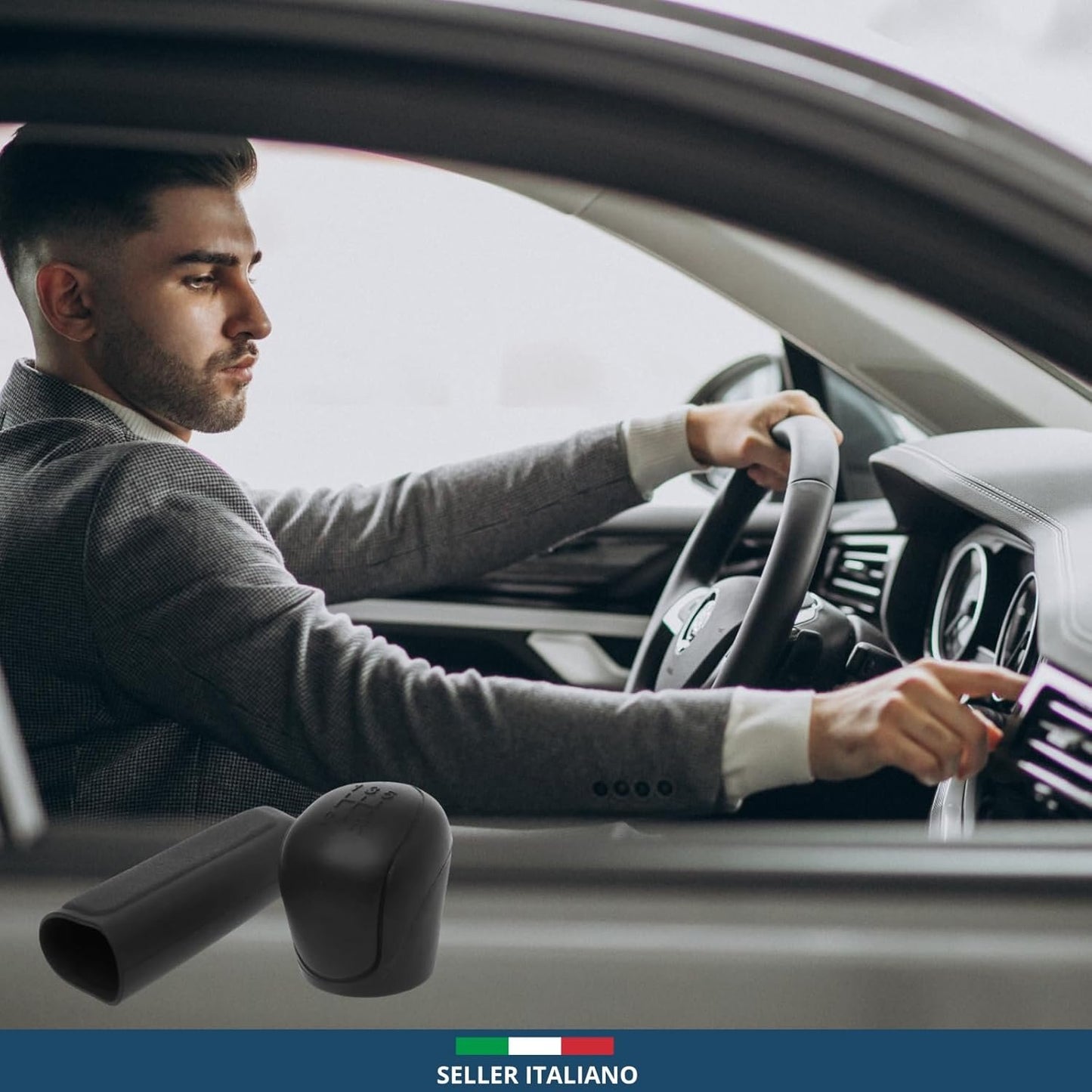 comunica Set of 2 Car Gear Knob Covers and Cover for Handbrake Lever in Silicone, Universal and Wear-resistant Car Accessories for Women and Men Interior