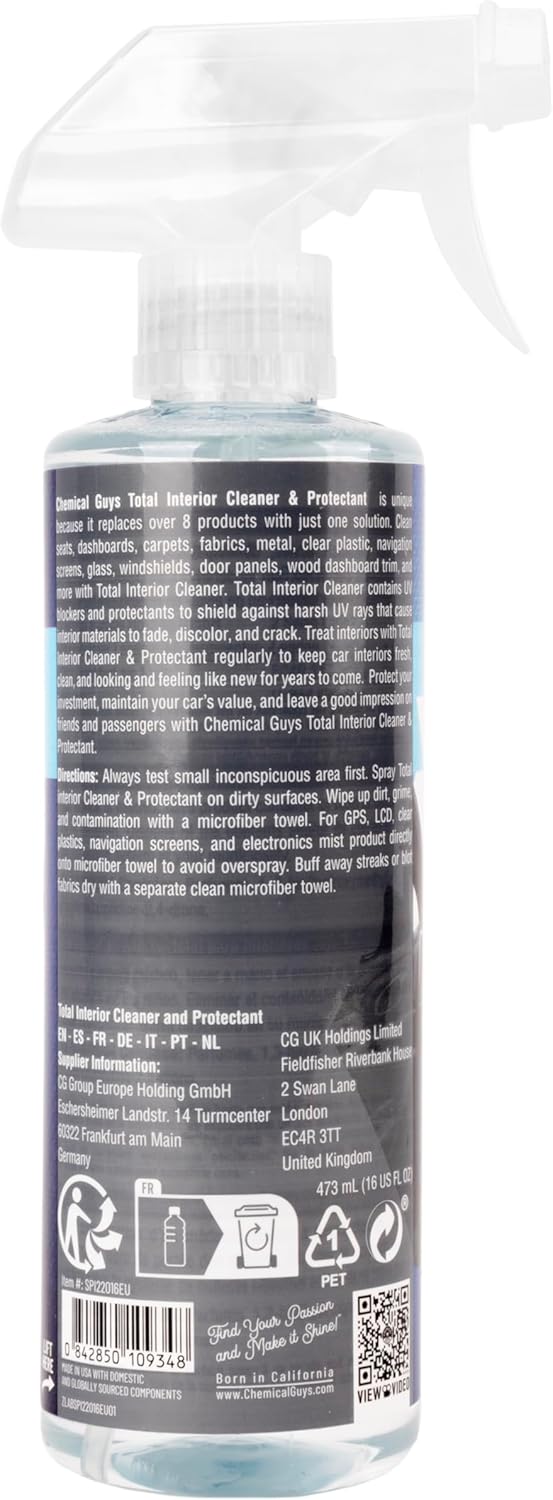 Chemical Guys Total Interior Cleaner & Protectant, Safe for Cars, Trucks, SUVs, Motorcycles, RVs & More, 473 ml