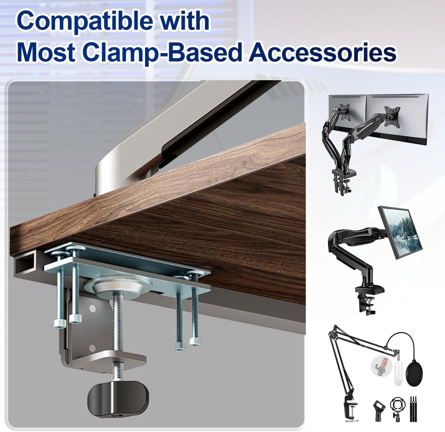 Pugala Computer Under Desk Clamp Mount, Under Table Metal Desk Accessories, Suitable for Different Tables, Adjustable