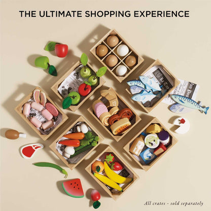 Le Toy Van - Wooden Honeybee Market Apples & Pears Crate, Supermarket Pretend Play Shop Food