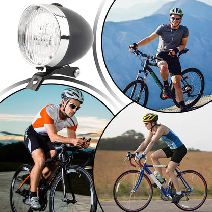 Bike Headlight, Retro Floodlight, 9x7x7cm/3.54x2.76x2.76 Inch Waterproof 3 with High-Lumen Visibility, Rechargeable Lighting Gear, Black Single Unit for Urban Commuting