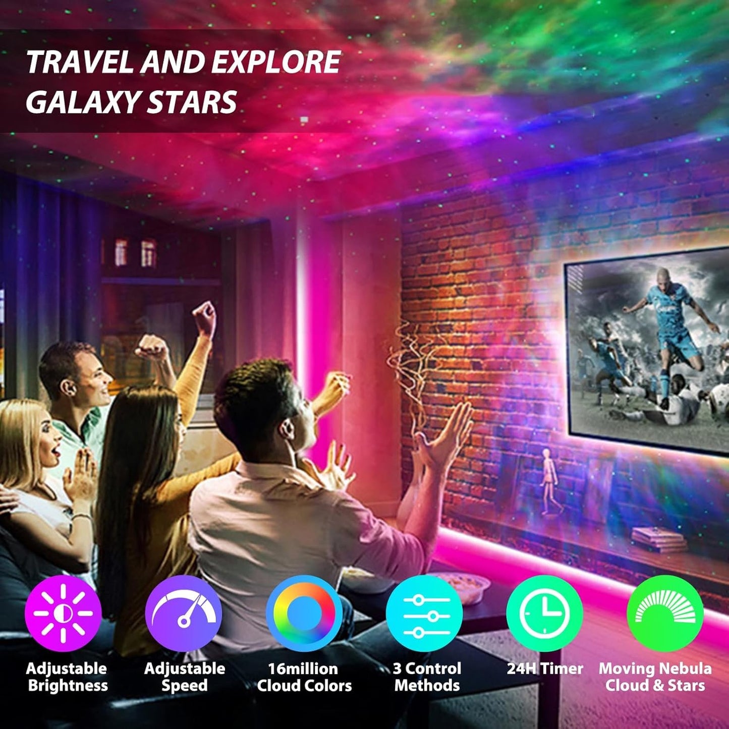 NUFECARG Smart Star Projector Galaxy Light, LED Starry Sky Night Light Control by WiFi App and Voice, Compatible with Alexa & Google Home, Adjustable Cloud Stars, Brightness and Time (White)