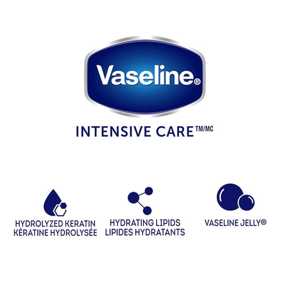 Vaseline Lotion, Healthy Hands Stronger Nails with Keratin 3-Pack – Intensive Care Hand Lotion with Petroleum Jelly, 3.4 Oz Ea