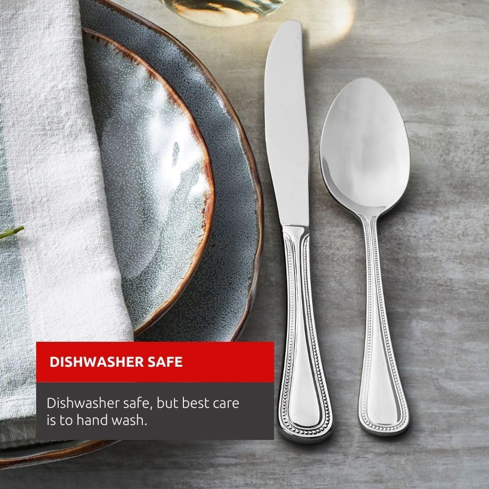 Lagostina Siena 20pc Serving Dinner Flatware Set, Stainless Steel Cutlery, 5-Pieces (Salad Fork, Dinner Fork, Dinner Knife, Dinner Spoon and Tea Spoon), Silver