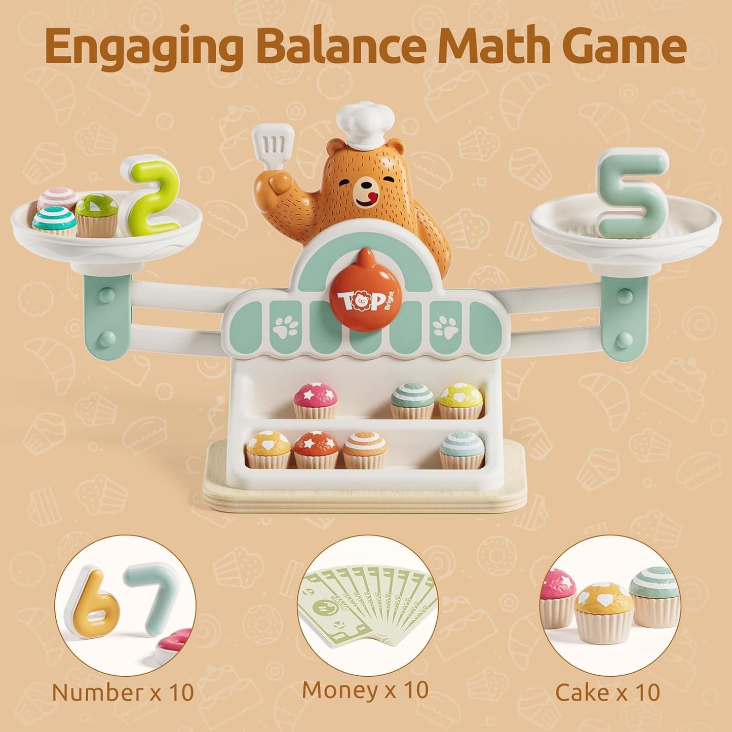 TOP BRIGHT Balance Math Game, Math Toys for Kids 3-5, Counting Toys for Toddlers, Montessori Toy Preschool Educational Toys Kindergarten Number Learning Games for 3 4 5 Year Old