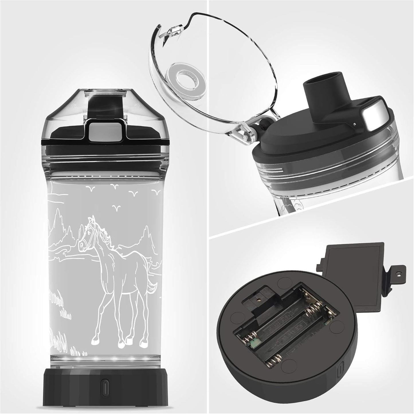 Horse Gifts, 3D LED Light up Horse Water Bottle, 14 OZ Tritan BPA Free Eco-Friendly - Cool Drinking Cups Gift for Women Girls