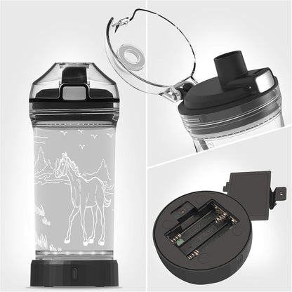 Horse Gifts, 3D LED Light up Horse Water Bottle, 14 OZ Tritan BPA Free Eco-Friendly - Cool Drinking Cups Gift for Women Girls