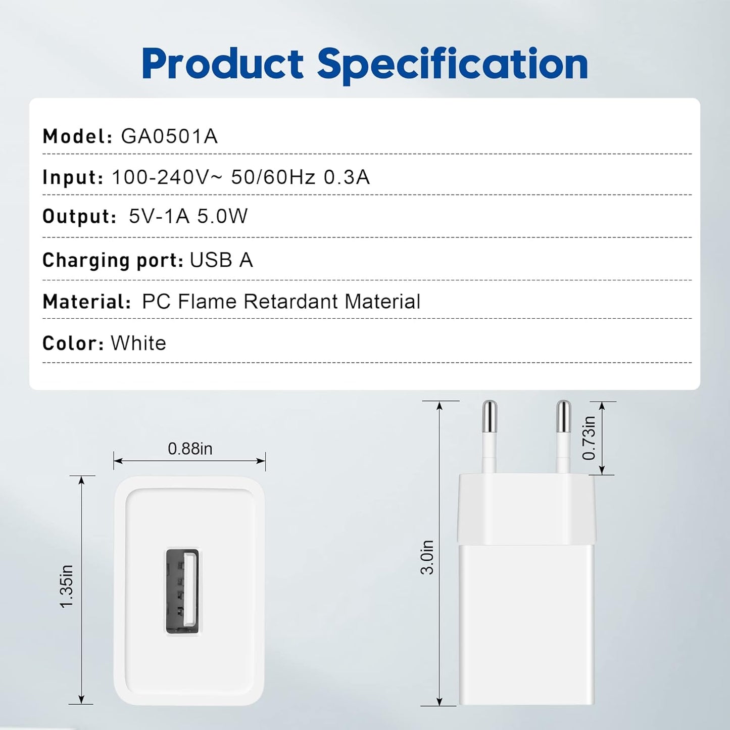 MatauMahi 5V1A USB Charger (White, Pack of 2), 5W USB Socket, USB Power Supply, Adapter Plug, Charger for Mobile Phones, Tablets, Powerbank, Bluetooth Headphones and More