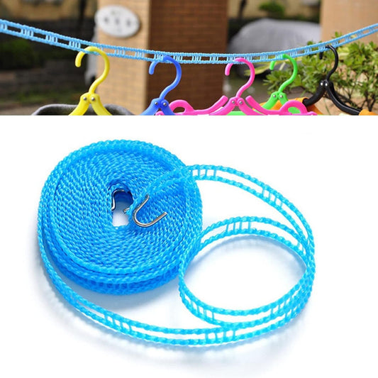 Ginojex Nylon Clothesline 5m Adjustable Portable Washing Line Windproof Non-Slip for Home Hotel Travel Outdoor Camping Hanger Rope