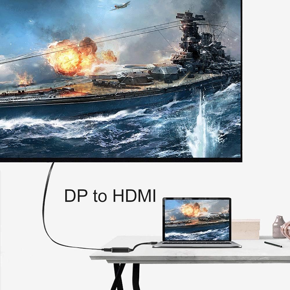 Displayport DP to HDMI Adapter Converter, T Tersely 4K x 2K @30Hz 3D Gold Plated 25cm / 0.8ft Display Port DP to HDMI Converter Cable Male to Female