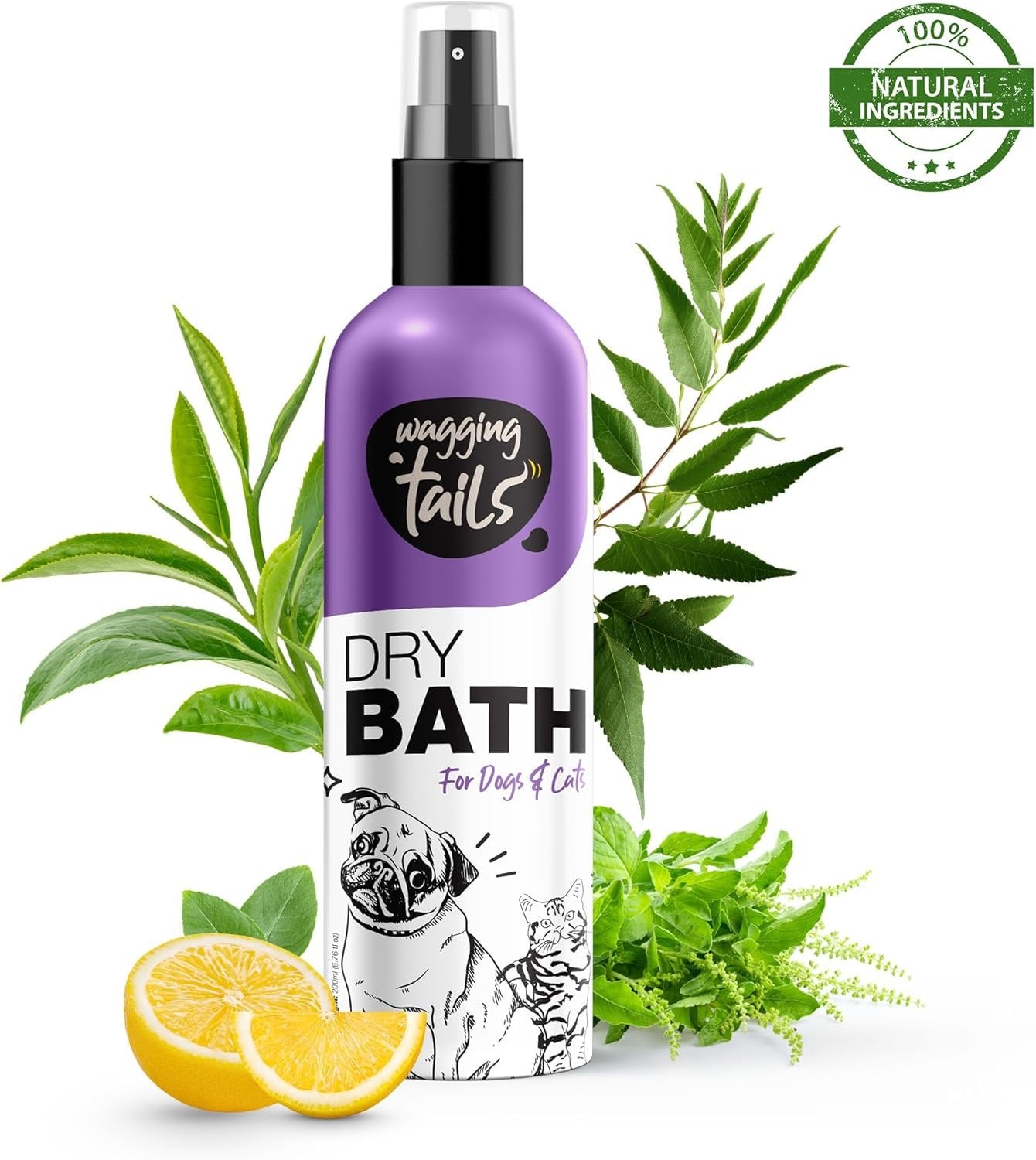 Wagging Tails 5-in-1 Grooming Kit for Pets | Shampoo 6.76 fl oz, Dry Bath 6.76 fl oz, Massage Oil 6.76 fl oz, Paw Butter 1.76 fl oz & Paw Spray 3.38 fl oz | Natural Ingredients | Ideal Gift for Pets