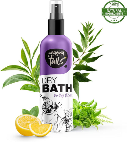Wagging Tails 5-in-1 Grooming Kit for Pets | Shampoo 6.76 fl oz, Dry Bath 6.76 fl oz, Massage Oil 6.76 fl oz, Paw Butter 1.76 fl oz & Paw Spray 3.38 fl oz | Natural Ingredients | Ideal Gift for Pets