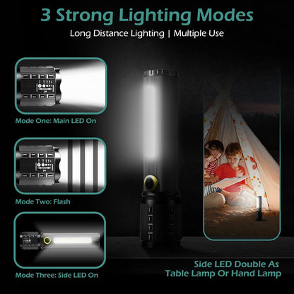 GeeRic LED Tactical Flashlight, 2 Pack Handheld Flashlights 3 Modes, Zoomable Adjustable Lightweight Pocket Size Bright Flashlights, Emergency Rechargeable LED Flashlight, Survival Flashlights, Black