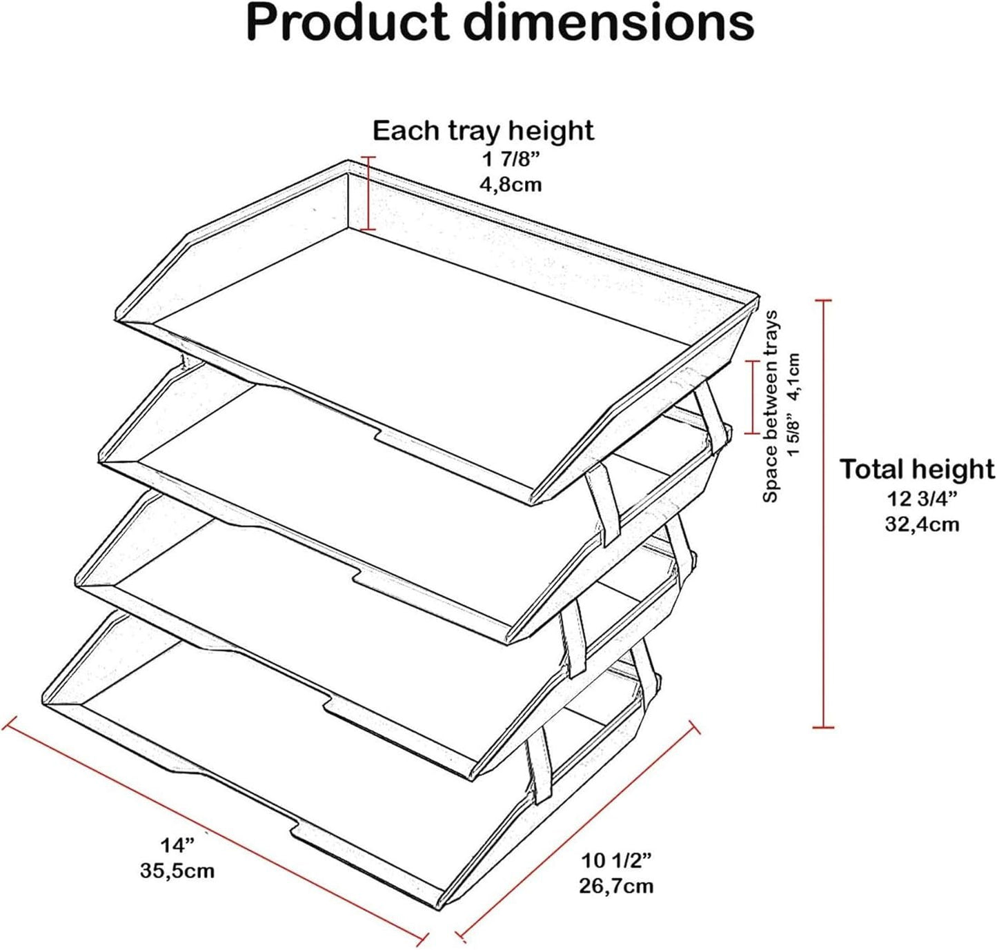 Acrimet Facility 4 Tier Letter Tray, Side Load, Letter Size/A4, Desktop File Organizer, Plastic (Solid Purple)