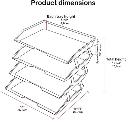 Acrimet Facility 4 Tier Letter Tray, Side Load, Letter Size/A4, Desktop File Organizer, Plastic (Solid Purple)