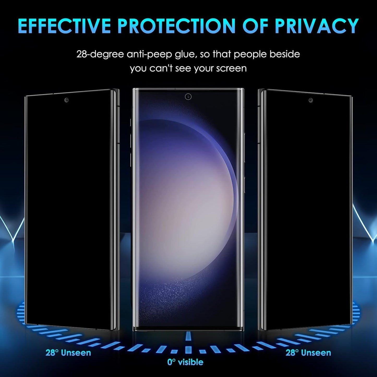 KUUBUUL Privacy Screen Protector for Samsung S23 Ultra, [2 Pack] Anti Spy Tempered Glass for Samsung Galaxy S23 Ultra [Support Fingerprint Unlock] [Easy Installation][9H Hardness][Bubble Free]