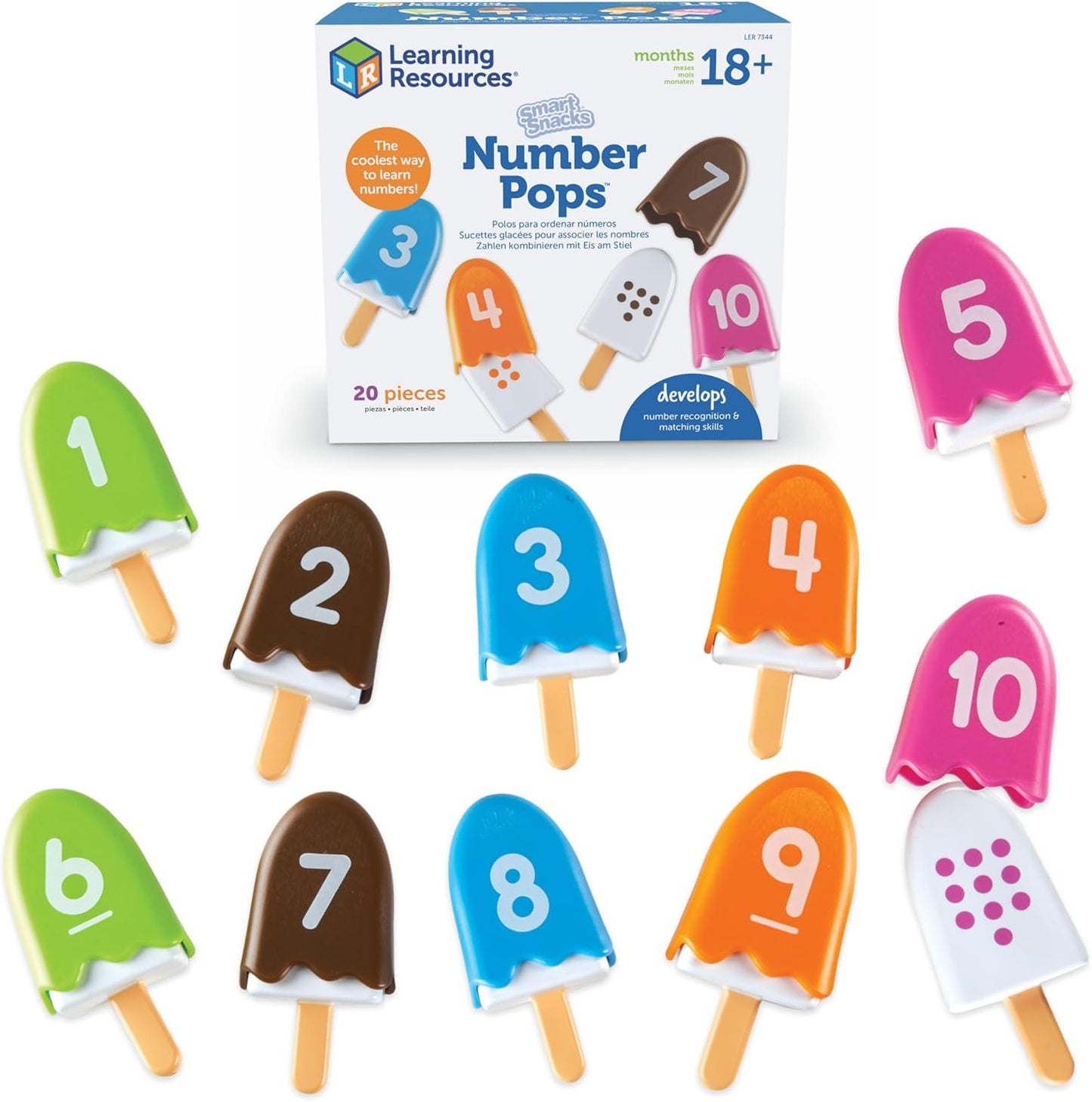 Learning Resources Smart Snacks Number Pops, Math Games for Kindergarten, Fine Motor Toy, Set of 10, Ages 18 mos+