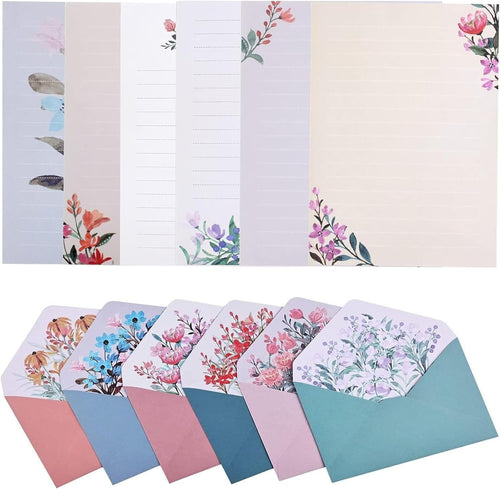 36Pcs Stationery Paper and Envelope Set 24 Sheets of Floral Writing Paper and 12 Envelopes Writing Stationery Paper Lined with Flowers Stationery Paper Cute for Invitations Gifts Thank You Cards