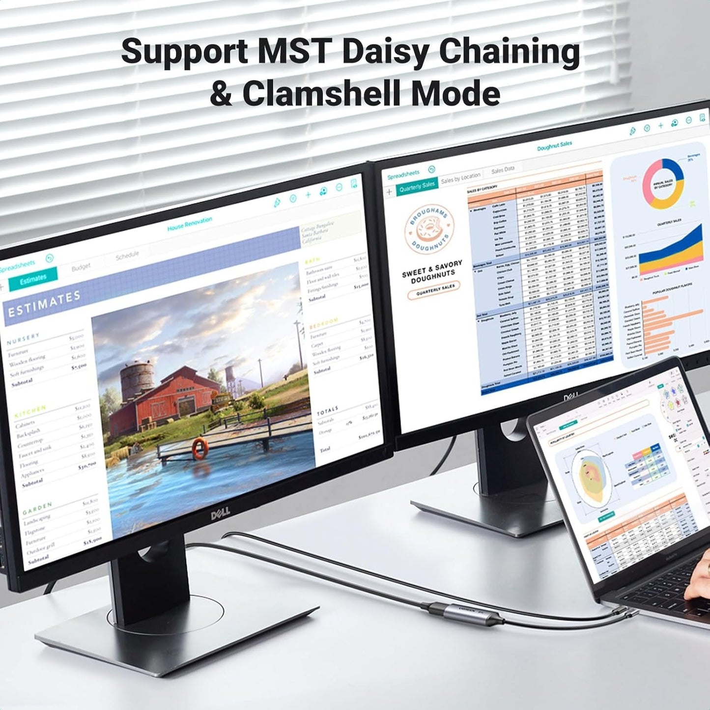 UGREEN 8K@60Hz USB C to DisplayPort 1.4 Adapter Cable 4K 240Hz HDR Thunderbolt 4 to Dp Converter Aluminum Braided Compatible with iPhone 16/15 Series Galaxy MacBook Pro/Air iPad Pro Galaxy S23 Dell