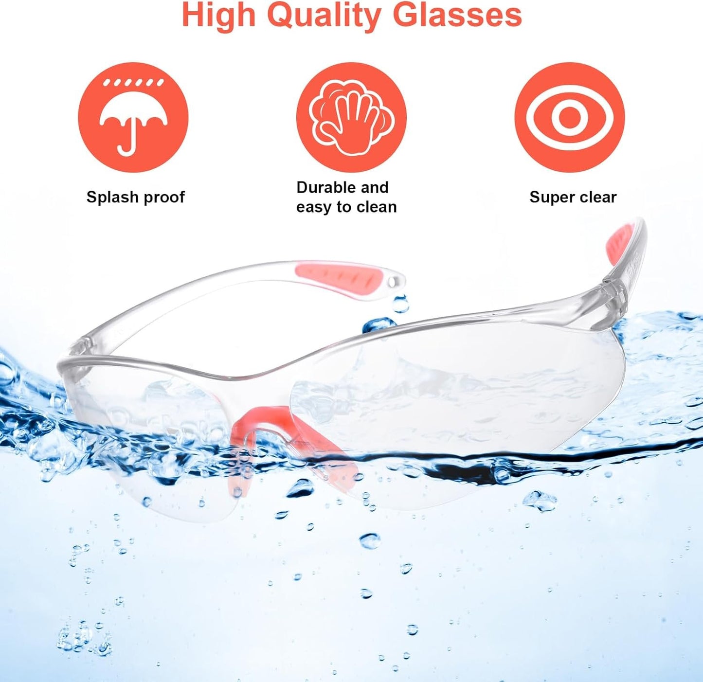 Clear Safety Glasses Eye Protection, Safety Glasses for Men & Women, Clear Eye Protection Glasses Protective Glasses, Eye Protection Goggles with Nose and Ear Grips for Work(12Pcs)