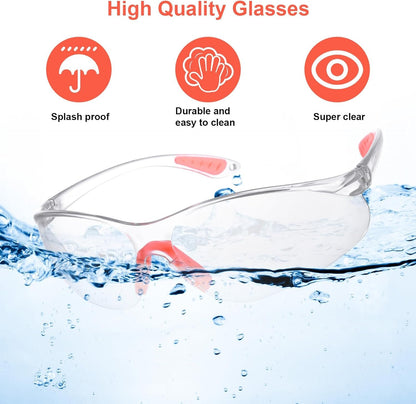 Clear Safety Glasses Eye Protection, Safety Glasses for Men & Women, Clear Eye Protection Glasses Protective Glasses, Eye Protection Goggles with Nose and Ear Grips for Work(12Pcs)