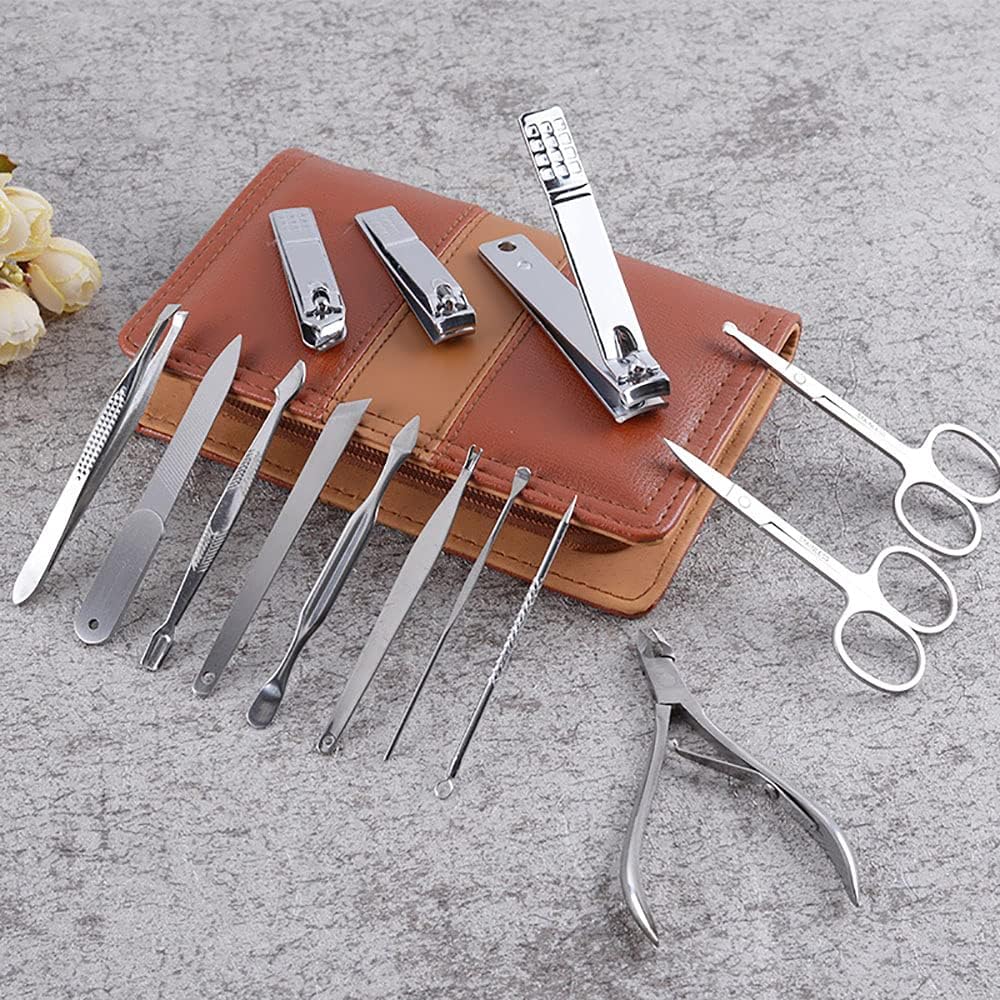 WSJQB Clippers per Unghie Set in Acciaio Inox - 14 Pz Set Manicure Set Professional Beauty Tools Kit Gancio Tweezer Manicure Nail Trimmer Grooming Kit
