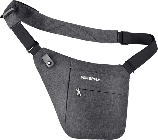 WATERFLY Sling Bag Crossbody Chest Bag Lightweight Casual Daypack Water Resistant Chest Shoulder Bag for Men Outdoor Travel Daily Use (Dark Gray)