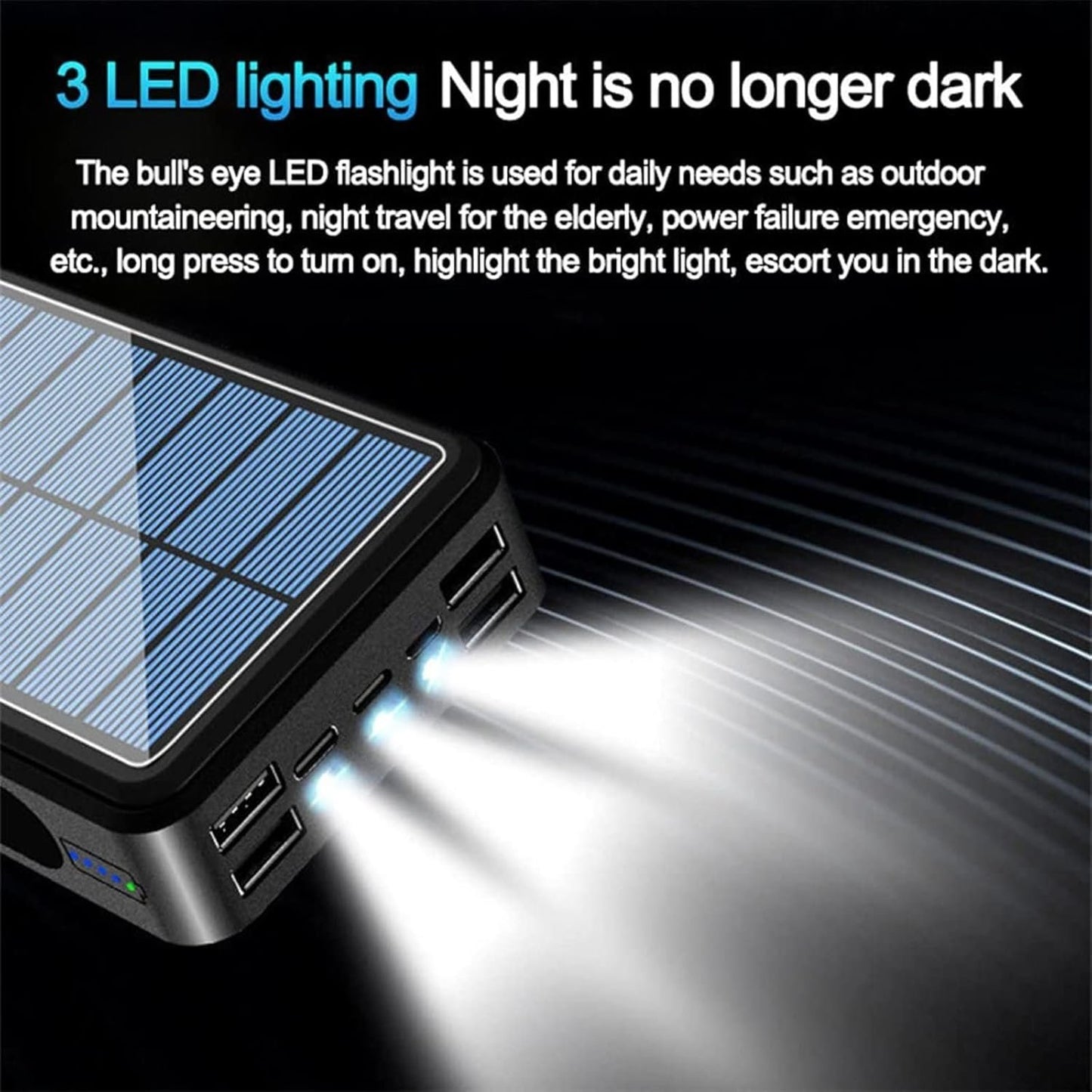 FTGOPMKN Portable Charger Solar Power Bank 50000mah/solar Powered Power Bank/Solar Rechargeable Power Bank/Mobile Cell Phone Portable Power50000mAh,Red