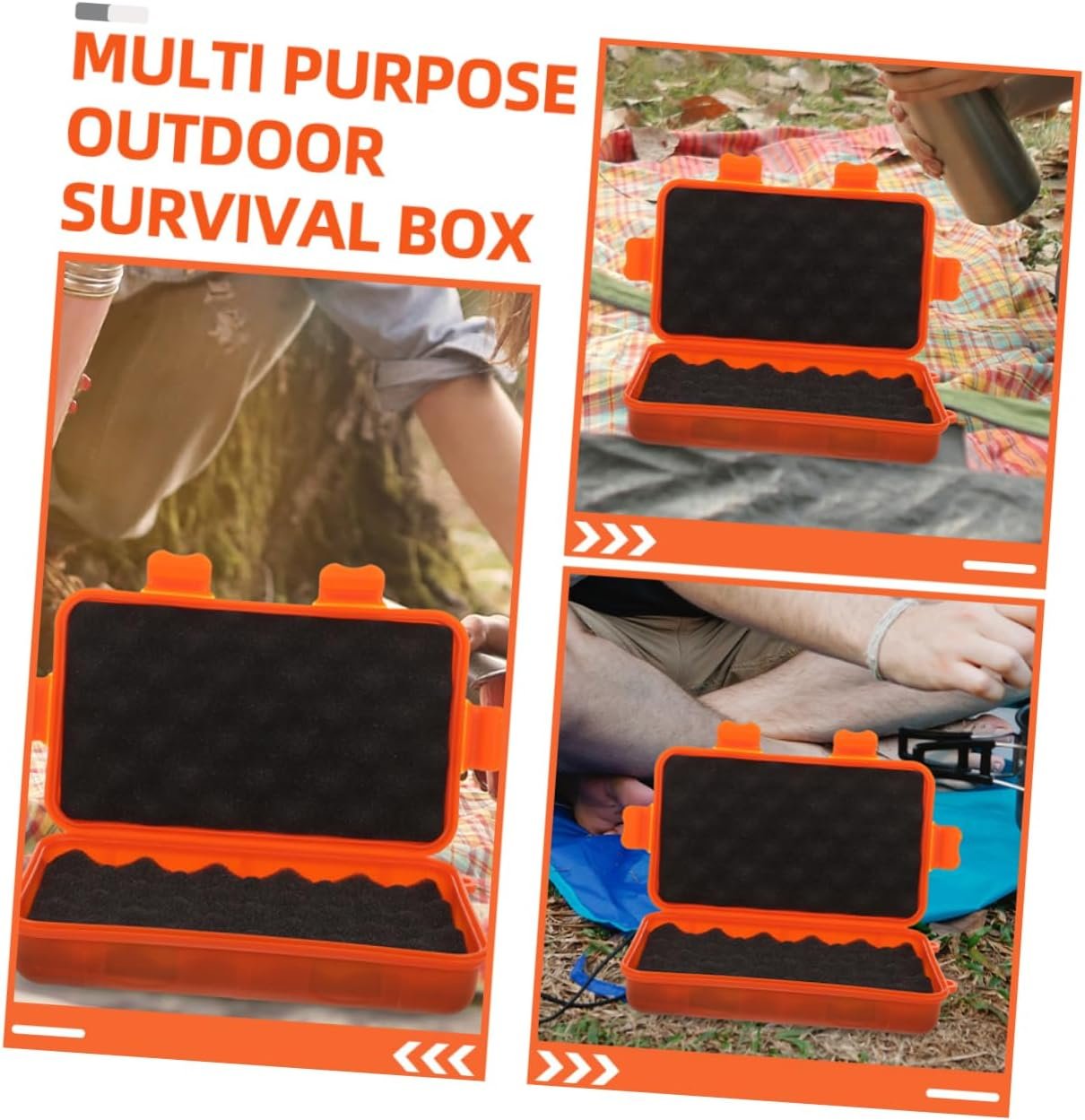 MOLUCKFU Box Survival Storage Waterproof Hard Case with Foam Outdoor Matches Tools Emergency Orange Plastic