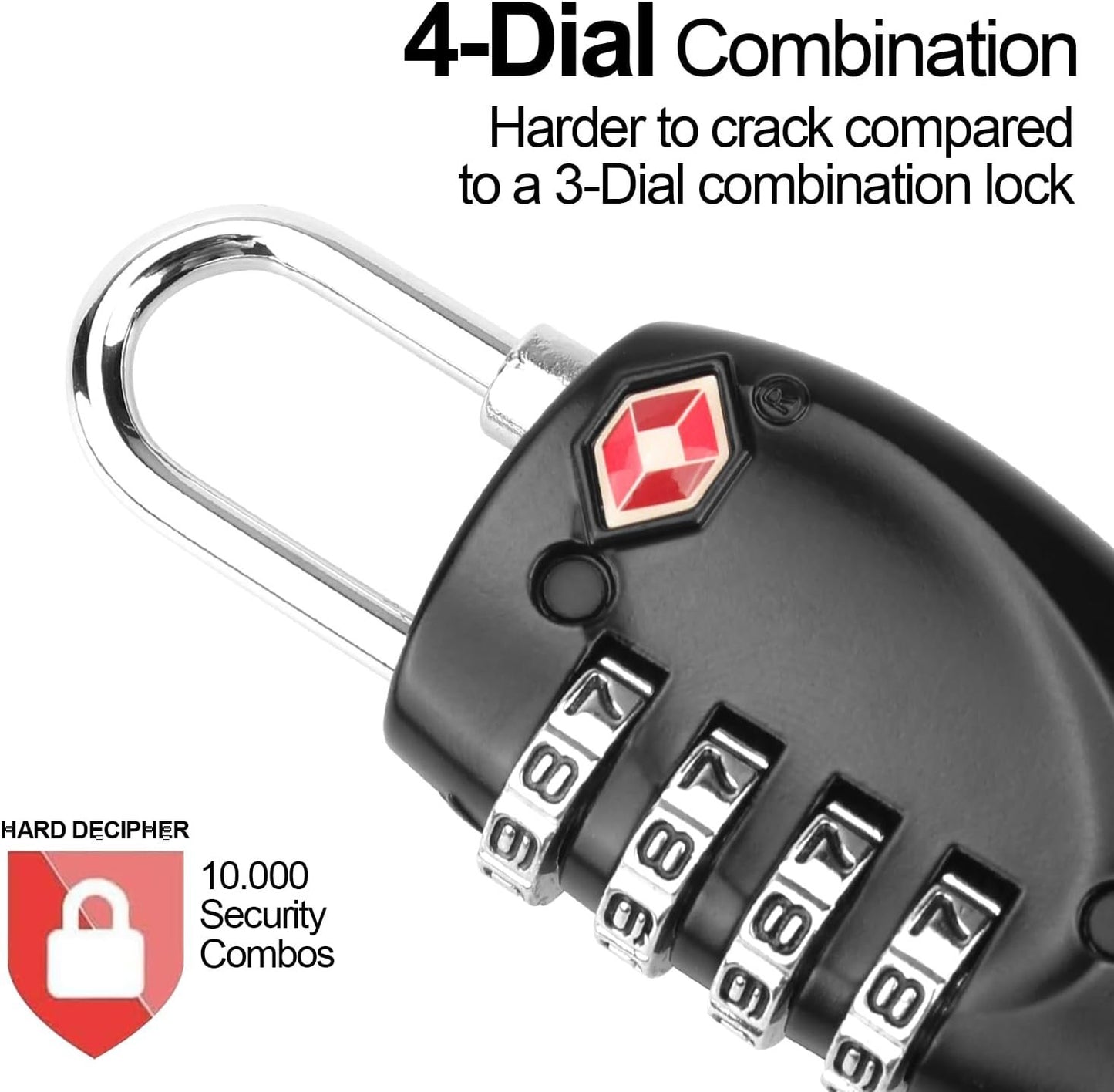 TSA Approved Luggage Combination Locks, T Tersely 4 Digit Combination Padlock with Alloy Body TSA Lock for Travel Bag, Suit Case, Lockers, Gym, Bike Locks or Other (4-Pack)