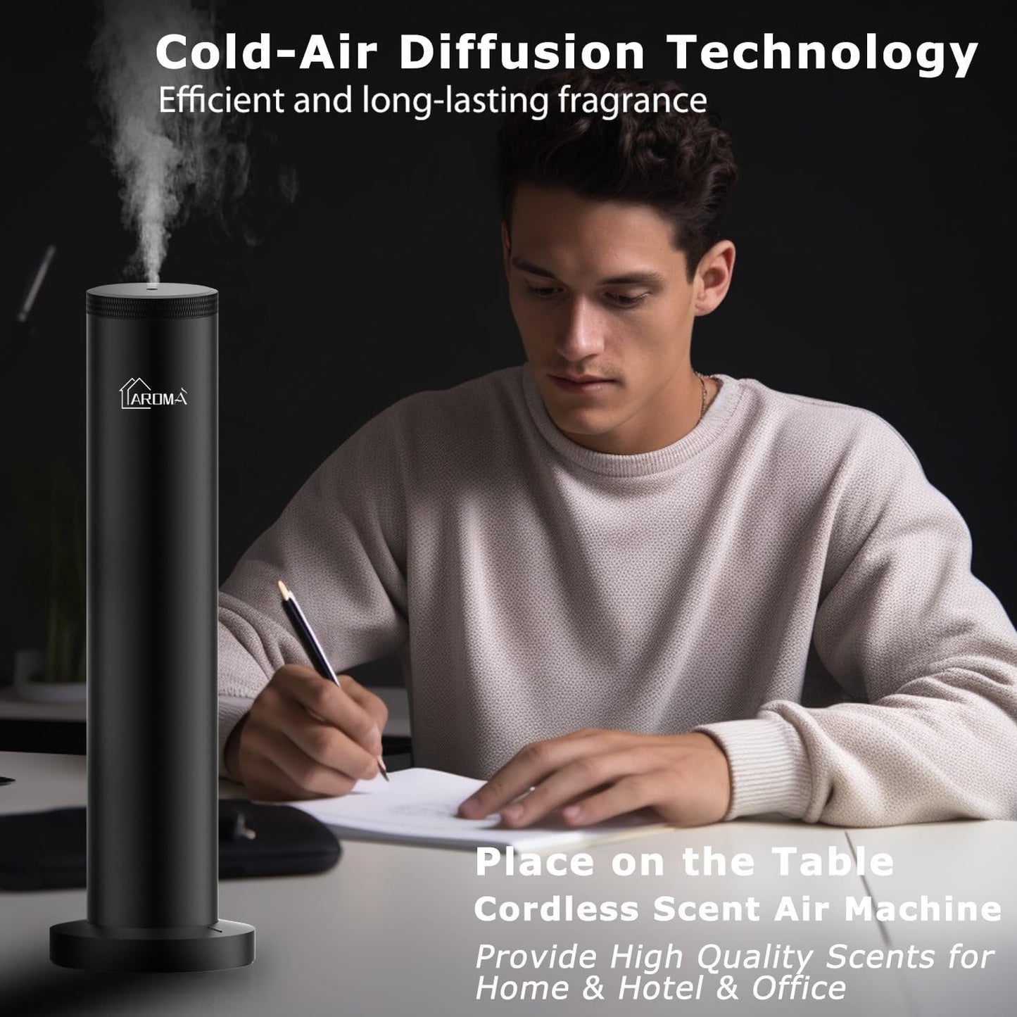 2025 Upgraded Wireless Rechargeable Diffuser - Whole House Hotel Odor Diffuser, Odor Air Machine - Bluetooth Control - Waterless Essential Oil Diffuser for Large Room,