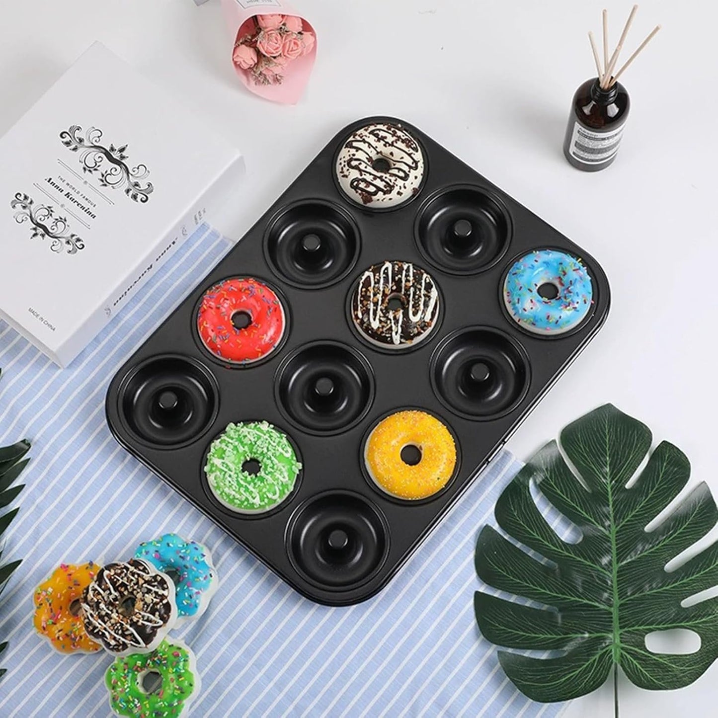 2 Pack Donut Pan,Non-Stick Donut Pan,for Oven Microwave Freezer Safe