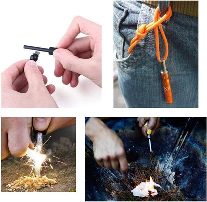 Outdoor Survival Magnesium Flint and Steel Striker Fire Starter Lighter Stick