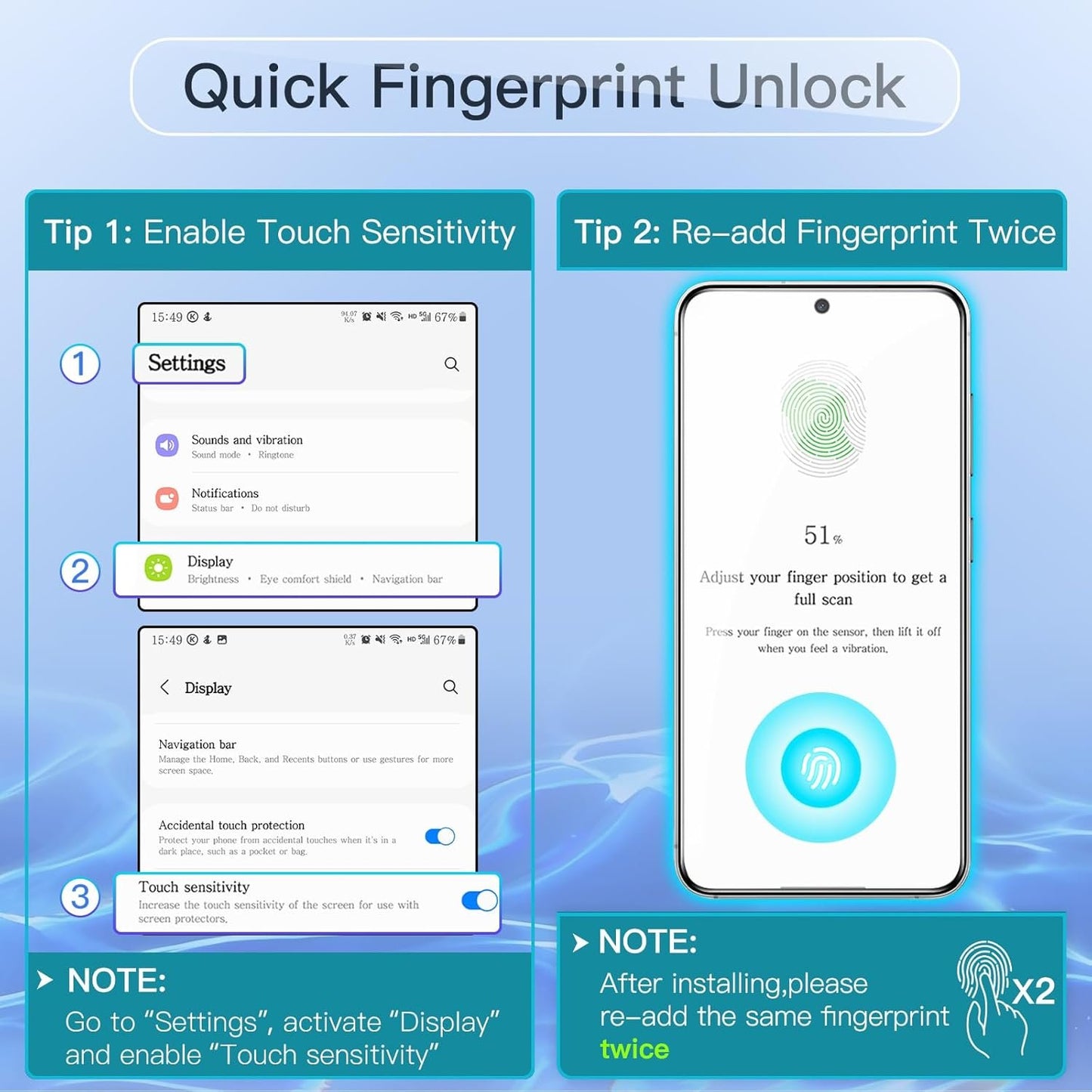 JETech Privacy Screen Protector for Samsung Galaxy S24+ / S24 Plus 5G 6.7-Inch, Anti-Spy Tempered Glass Film, Fingerprint ID Compatible, 2-Pack