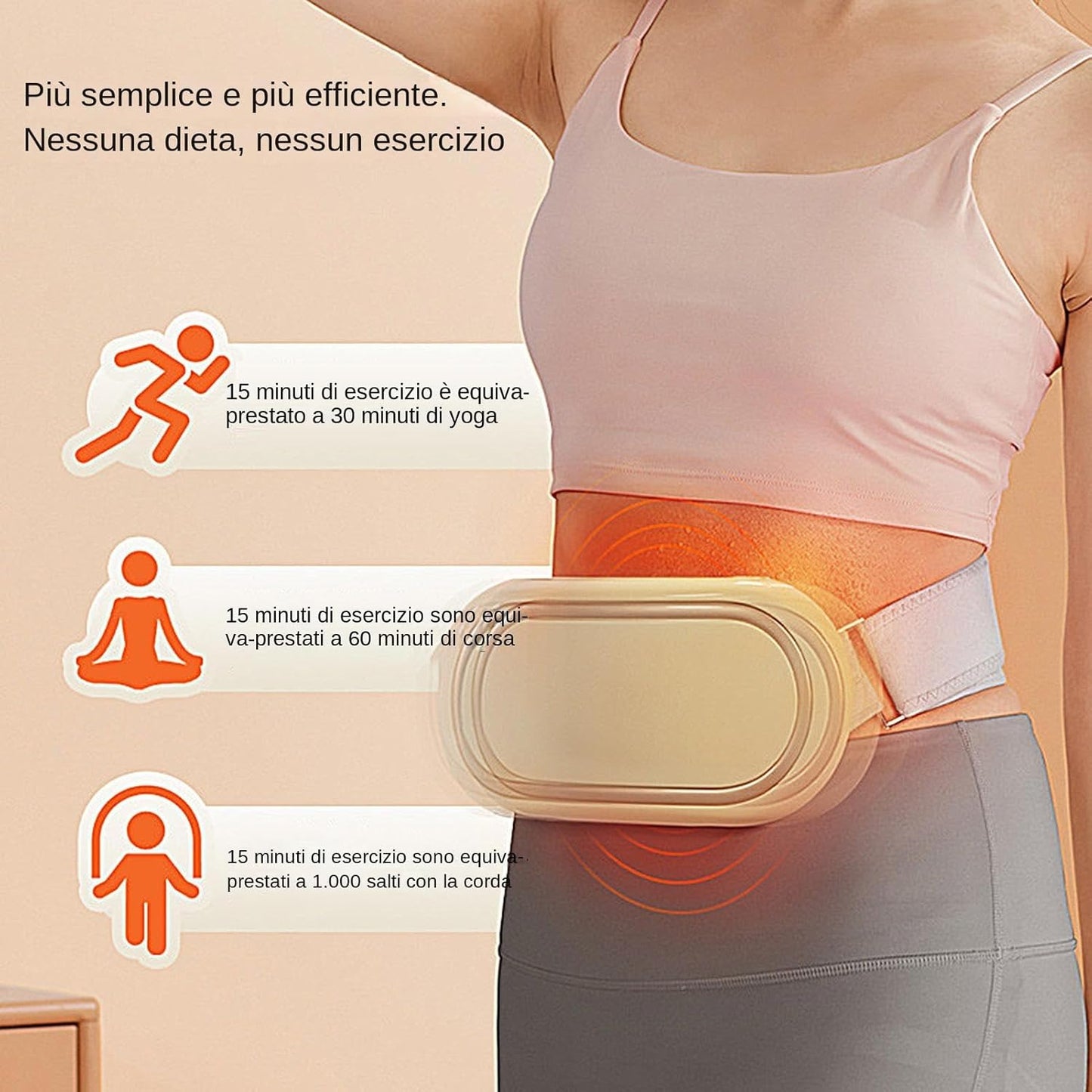Cintura Addominale | Attrezzo Elettrico per Addominali | Cintura Massaggiante Portatile Senza Fili per Costruzione Muscolare Brucia Grassi Modellante e Rassodante