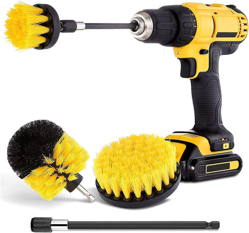 4 Piece Drill Brush Attachment Set - Power Scrubber Brush Cleaning Kit - All Purpose Drill Brush with Extend Attachment for Bathroom Surfaces, Floor,Shower, Tile, Kitchenï¼ŒGrout, Tub and Car