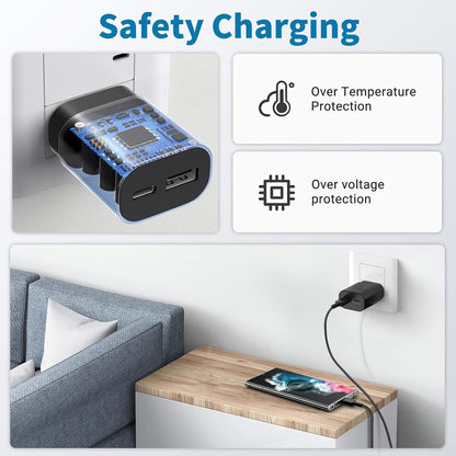 Upgraded Samsung Charger Block 25W, 2Port Super Fast Charger,USB C Charging Block Plug PD Power Adapter Type C Charging Box Brick Cube with Galaxy S25/S24/S23/S22/S21/S20/Z Fold 3/4/5/iPhone