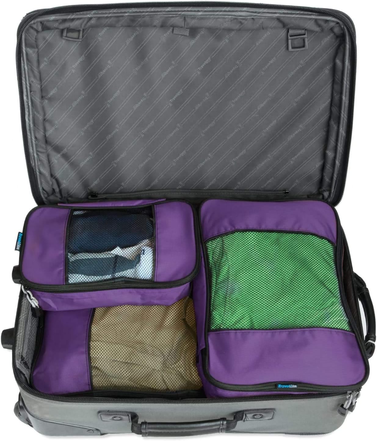 TravelWise Luggage Packing Organization Cubes 3 Pack, Purple