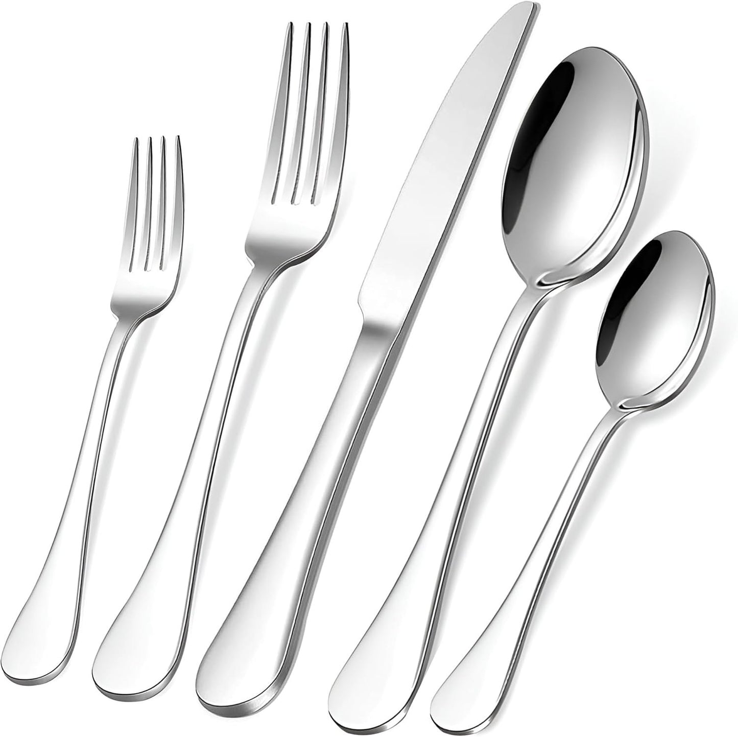 Cutlery Set, 20-Piece Modern Silverware Flatware Set, Stainless Steel Utensils Set Service for 4, Include Knife/Fork/Spoon, Mirror Polished, Dishwasher Safe